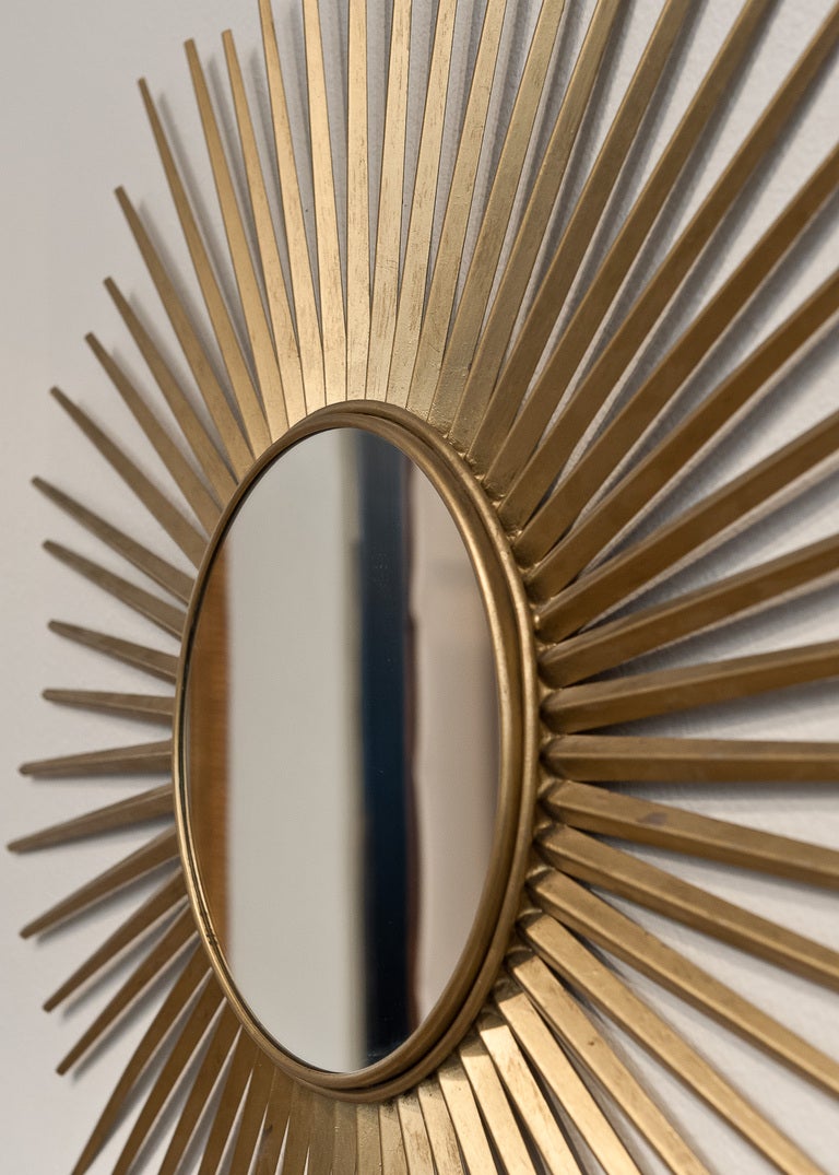 Vintage Gilded Brass Sunburst Mirror 2