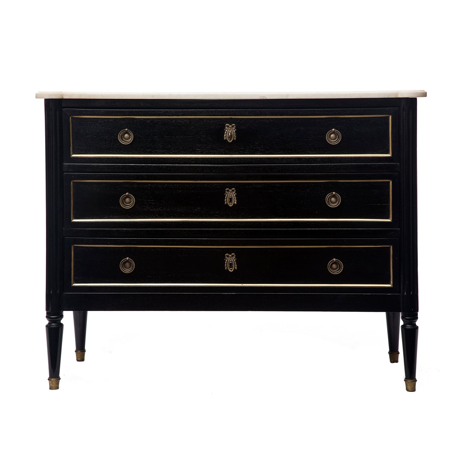 Louis XVI Marble Top Ebonized Chest of Drawers