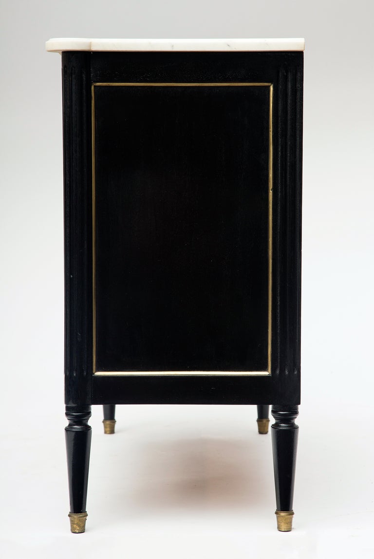 Louis XVI Marble Top Ebonized Chest of Drawers In Good Condition In Austin, TX