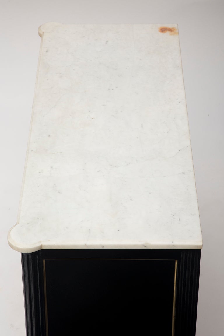Mid-20th Century Louis XVI Marble Top Ebonized Chest of Drawers