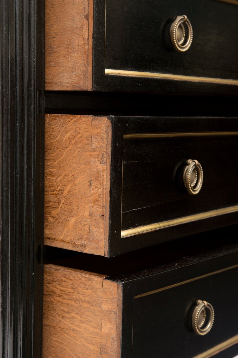 Louis XVI Marble Top Ebonized Chest of Drawers 4