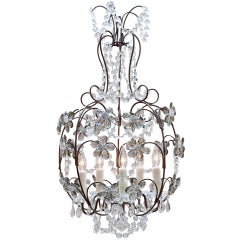Vintage Crystal & Bronze Chandelier in the Manner of Maison Bagues