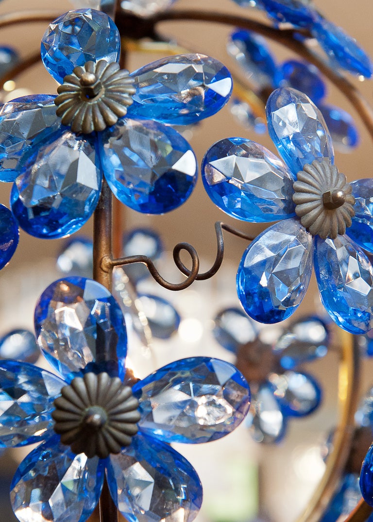 blue crystal chandelier light