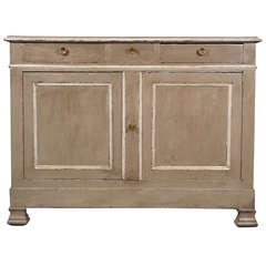 Louis Philippe Period Solid Walnut Buffet with Gray Patina