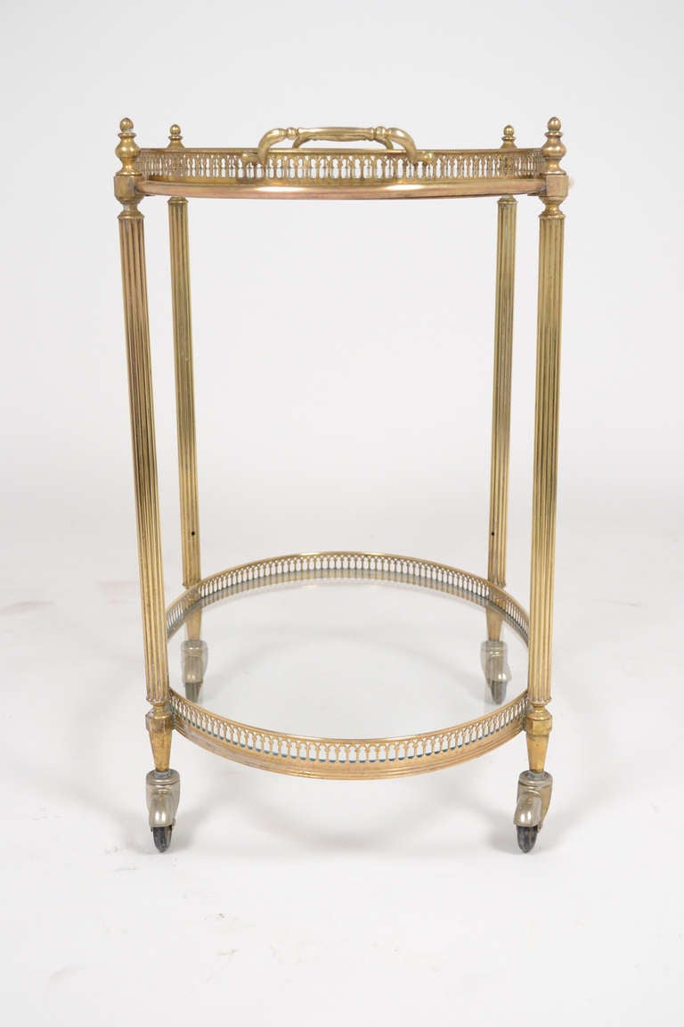 Laiton Chariot de bar ovale en laiton Art Déco français