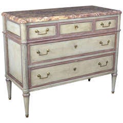 Antique Louis XVI Rouge Brêche Marble Top Chest of Drawers