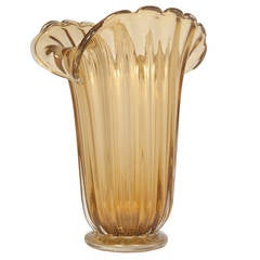 Murano Amber and Gold Glass Vase 9
