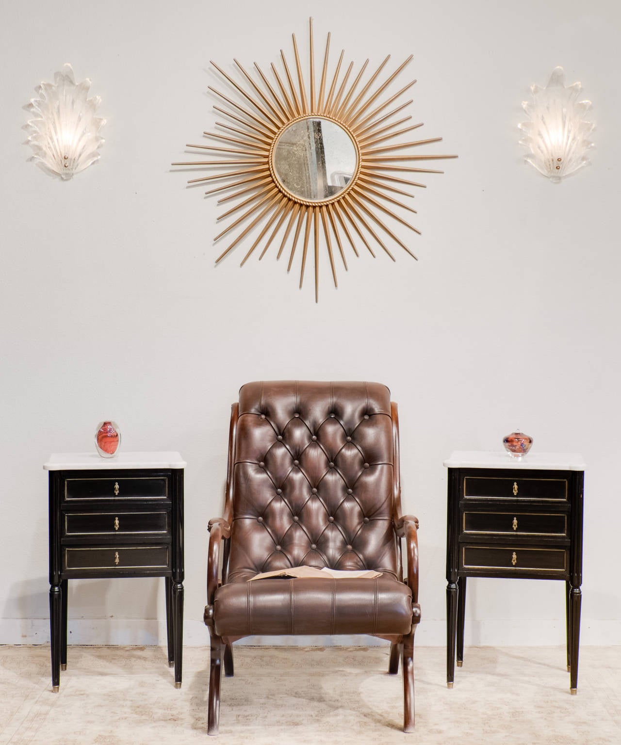 Louis XVI Pair of Marble-Top Side Tables