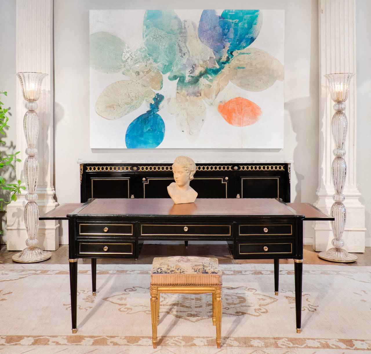 French Louis XVI Ebonized Desk