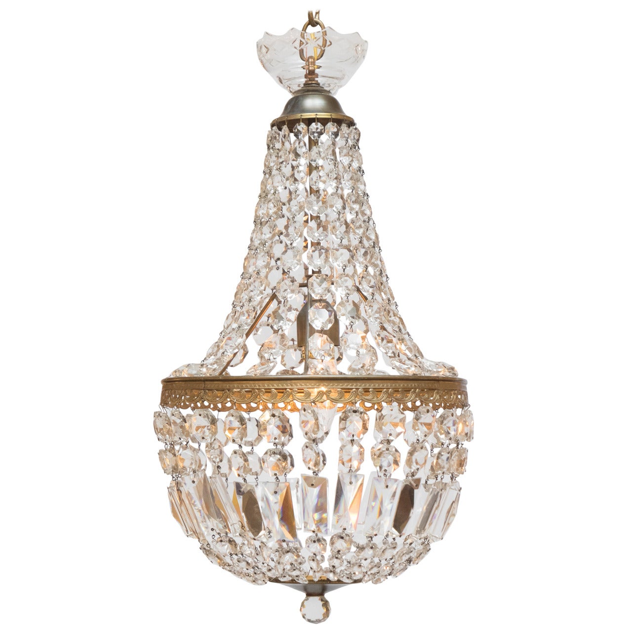 French Empire Crystal and Bronze Chandelier