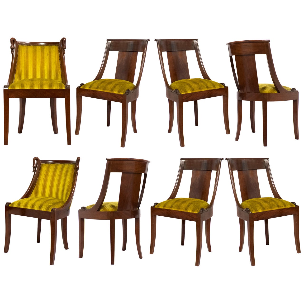 French Empire Set of Eight Gondola Chairs