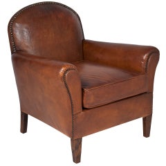 French Vintage Leather Club Chair