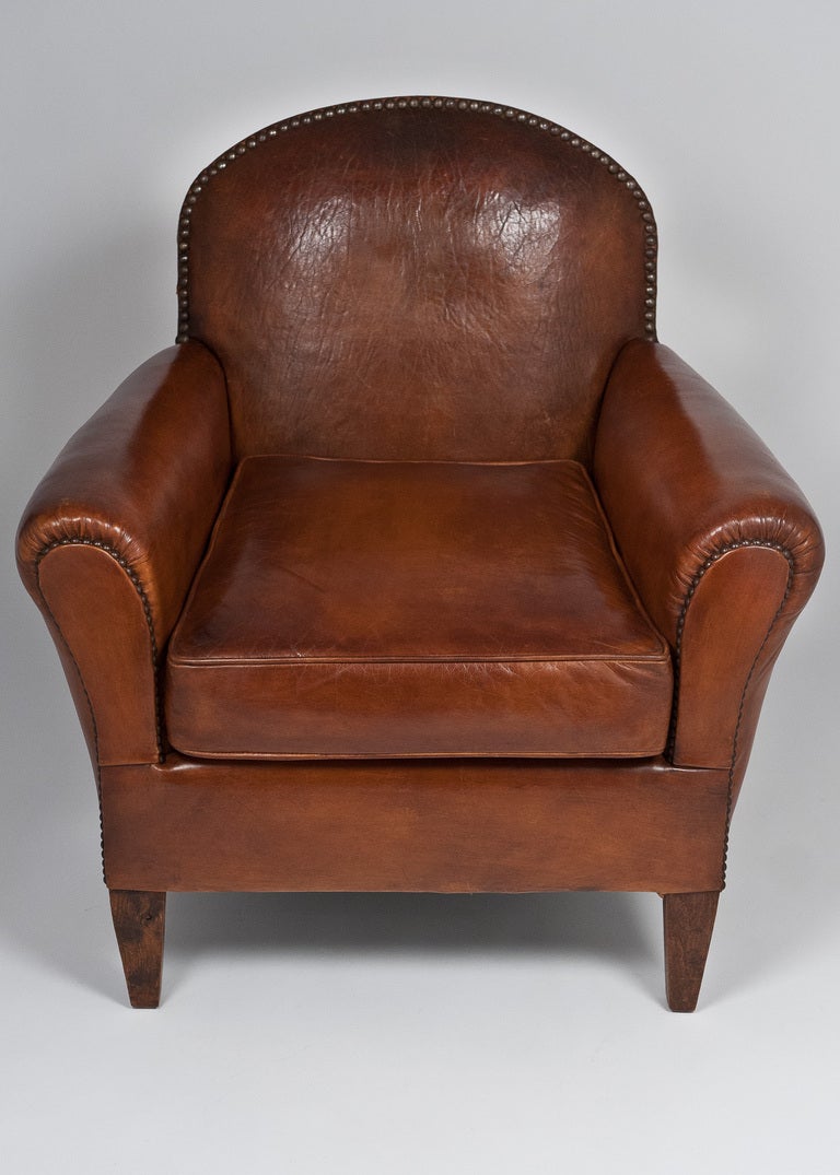 Mid-20th Century French Vintage Leather Club Chair