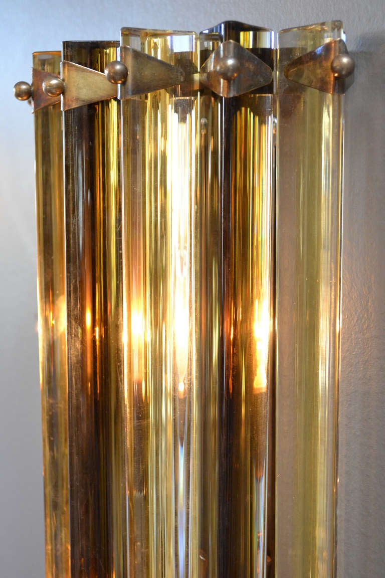 Murano Amber and Tea Glass Sconces by Venini In Excellent Condition In Austin, TX