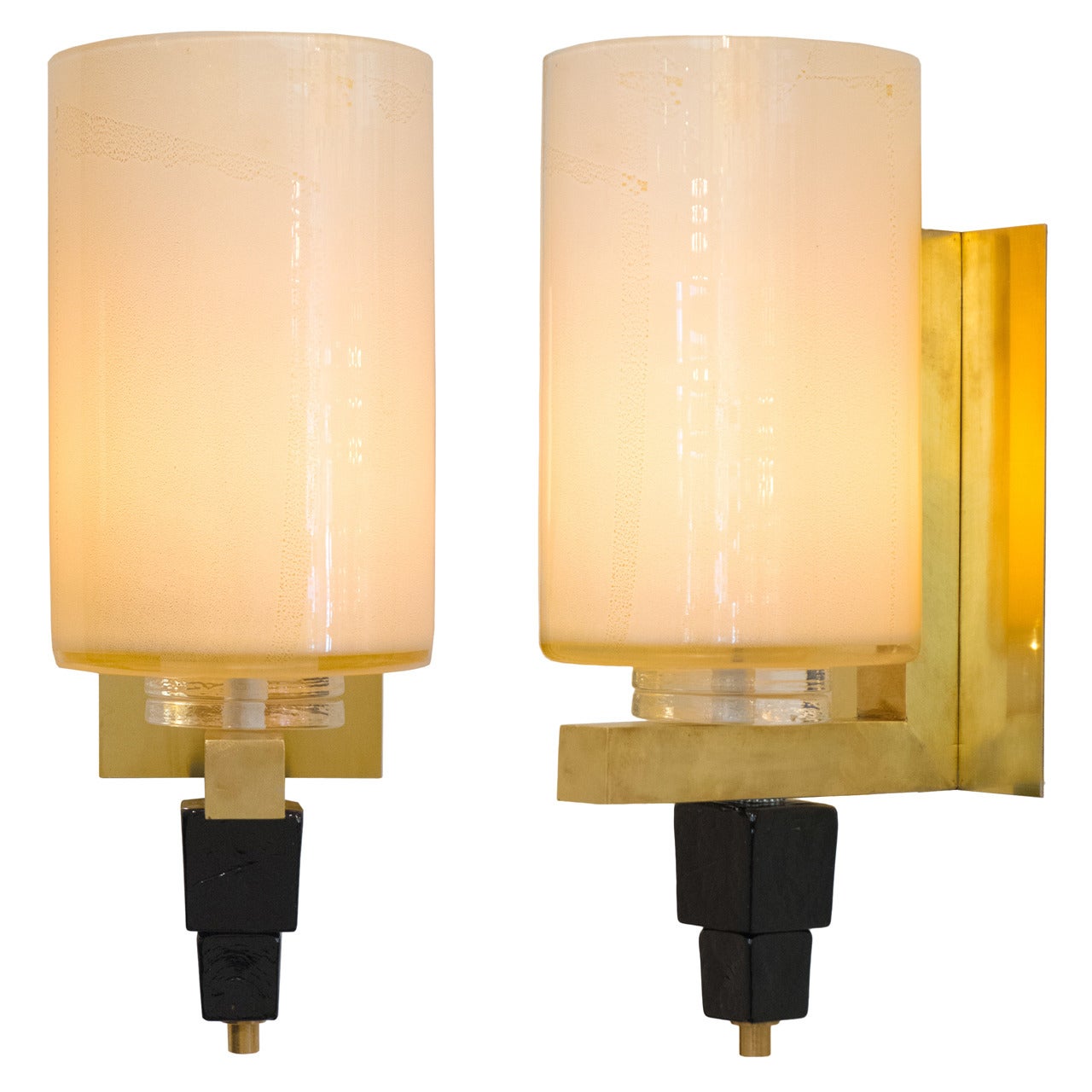 Italian Art Deco Pair of Murano Glass Sconces