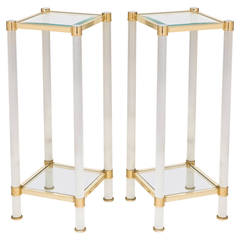 Vintage Chrome, Brass, and Glass Side Tables