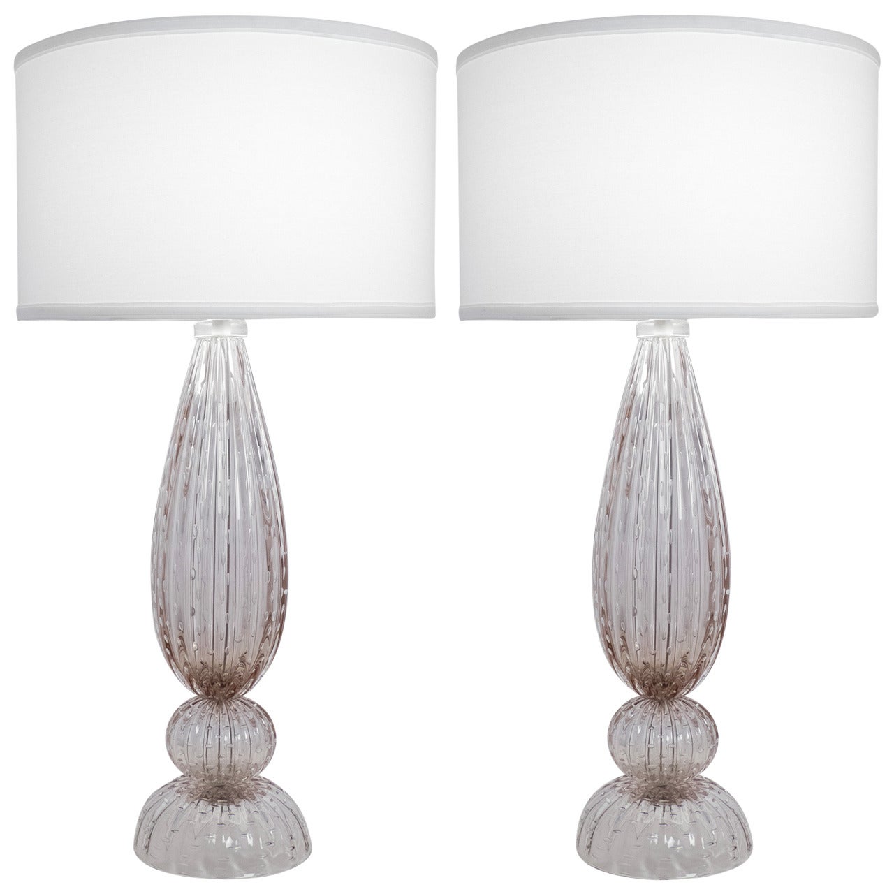 Murano "Pulegoso" Glass Table Lamps