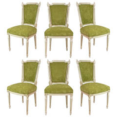 French Antique Louis XVI Set of Six Dining Chairs