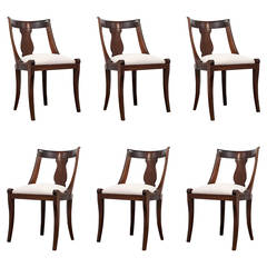 French Empire Set of Six Mahogany Dining Chairs