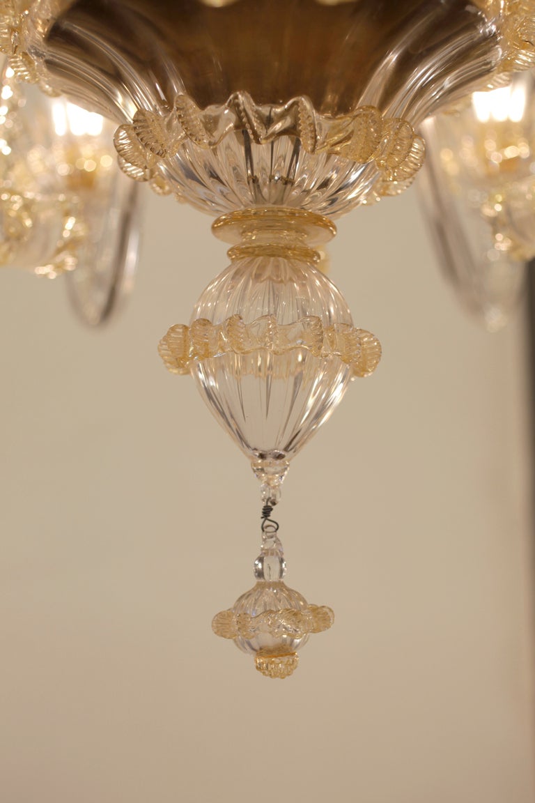 Murano Crystal and Amber Glass Chandelier 1