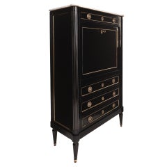 Antique Louis XVI Carrara Marble Top Secretaire