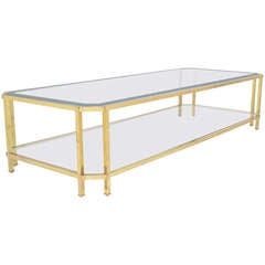 Large French Vintage Gilt Brass Coffee Table