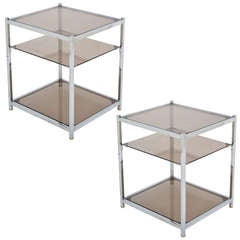 Pair of French Vintage Chrome Side Tables 7