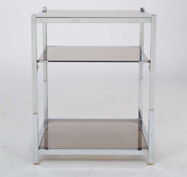 Mid-Century Modern Pair of French Vintage Chrome Side Tables