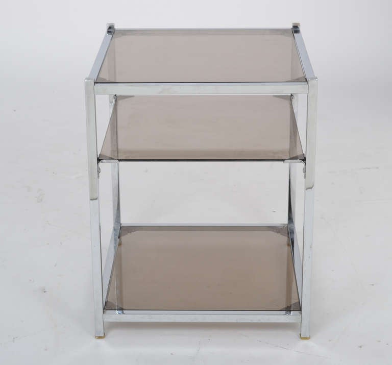 Pair of French Vintage Chrome Side Tables In Good Condition In Austin, TX