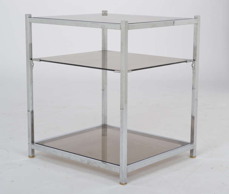 Pair of French Vintage Chrome Side Tables 1