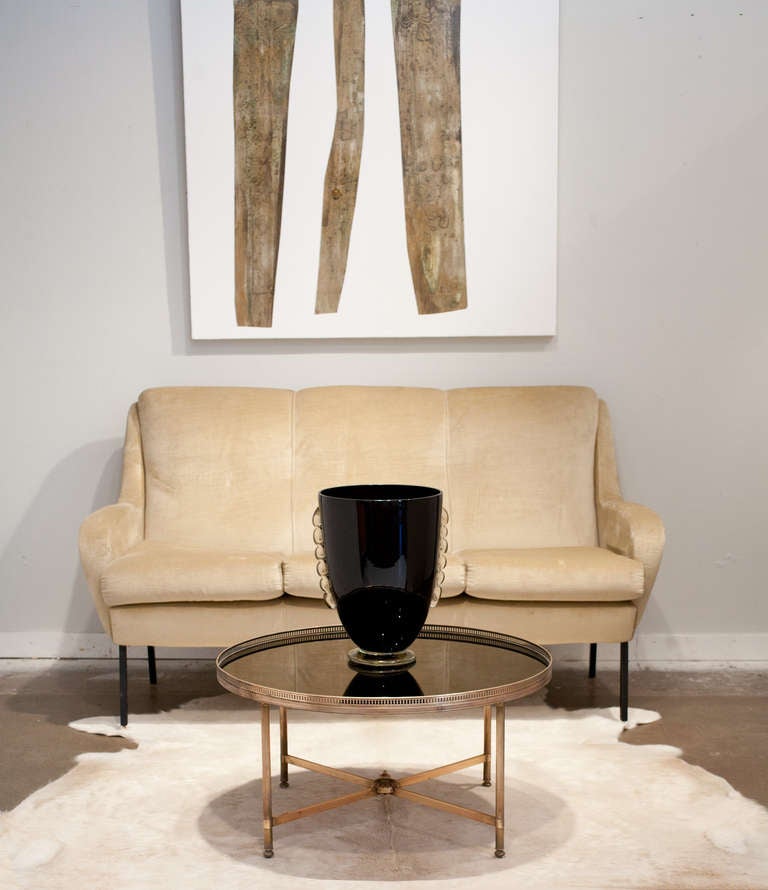 French Brass and Black "Opaline" Coffee Table