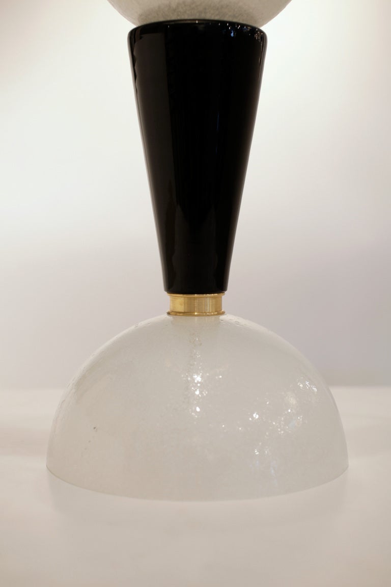 Contemporary Pair of Murano Jet Black and Pulegoso Glass Lamps For Sale