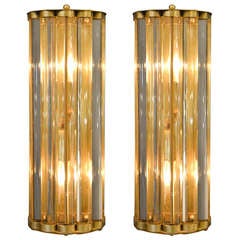 Murano Glass Tube and Brass Sconces