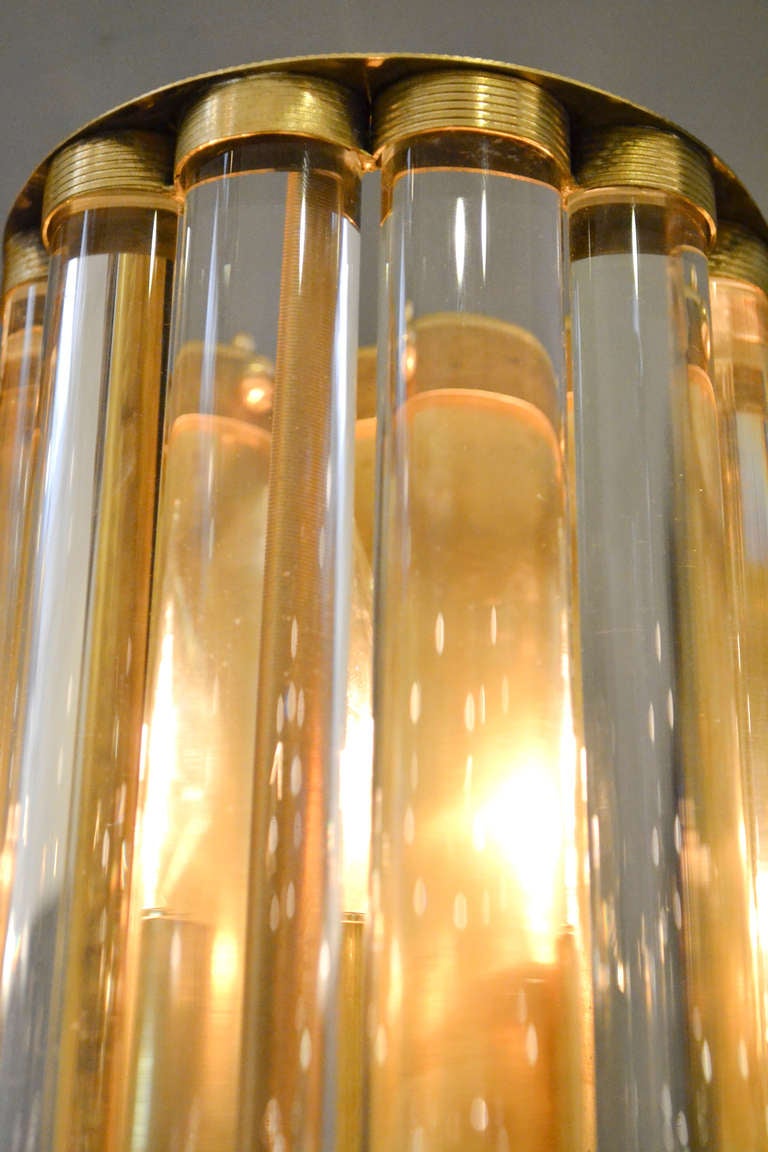 Contemporary Murano Glass Tube and Brass Sconces