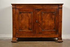 Rare French Antique Restauration Period Solid Walnut Buffet