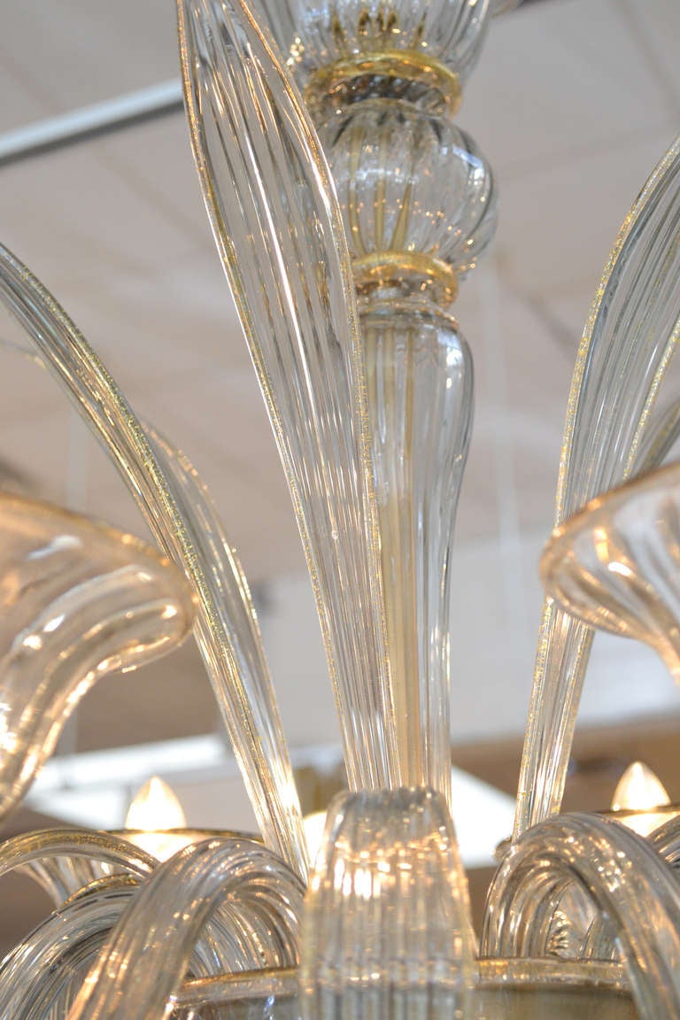 Gold Murano Gray Avventurina Glass Chandelier For Sale
