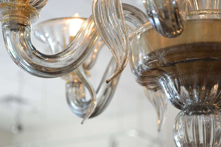 Murano Gray Avventurina Glass Chandelier For Sale 2