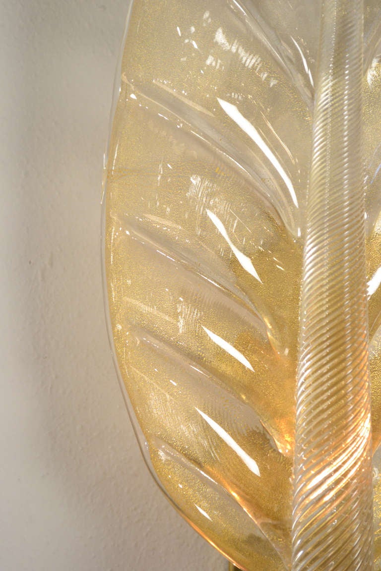 Murano Glass Leaf Sconces in the Style of Toso and Barovier 4