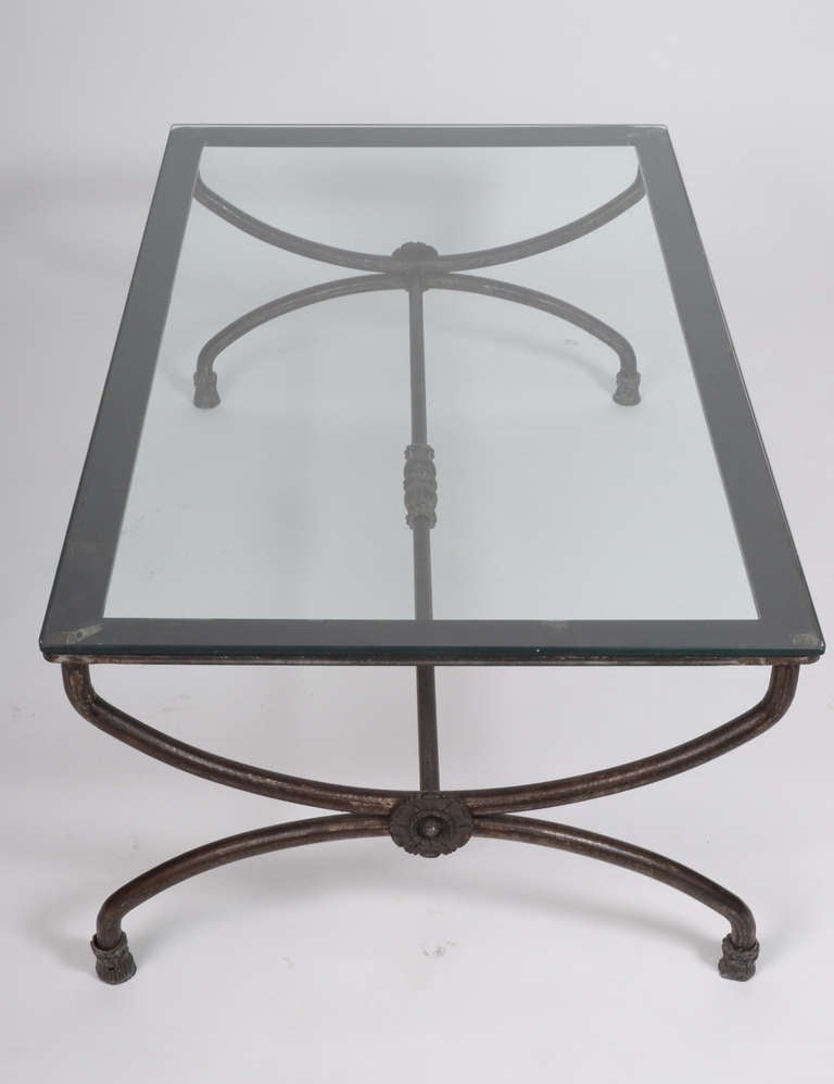 French Vintage Iron and Glass Coffee Table at 1stDibs