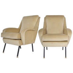 Vintage Italian Pair of Armchairs in the manner of Carlo di Carli