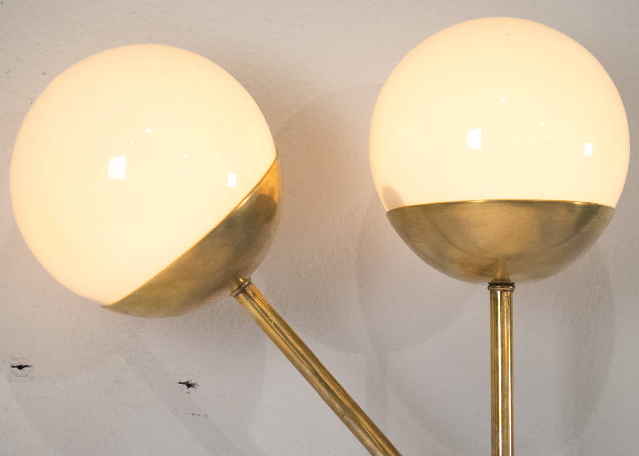 Murano Glass and Brass Stilnovo Sconces In Excellent Condition In Austin, TX