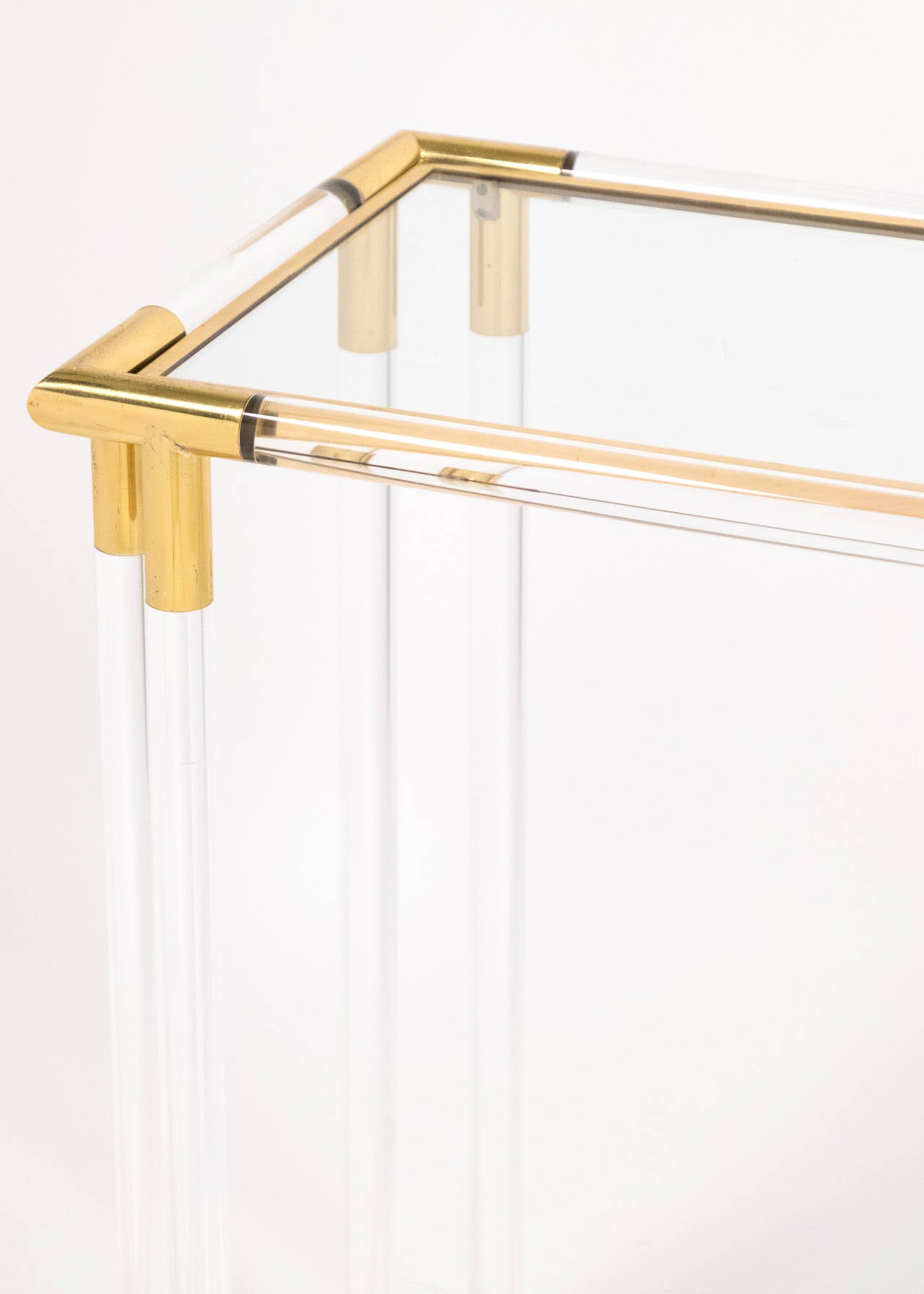 French Vintage Lucite and Brass Console Table 3