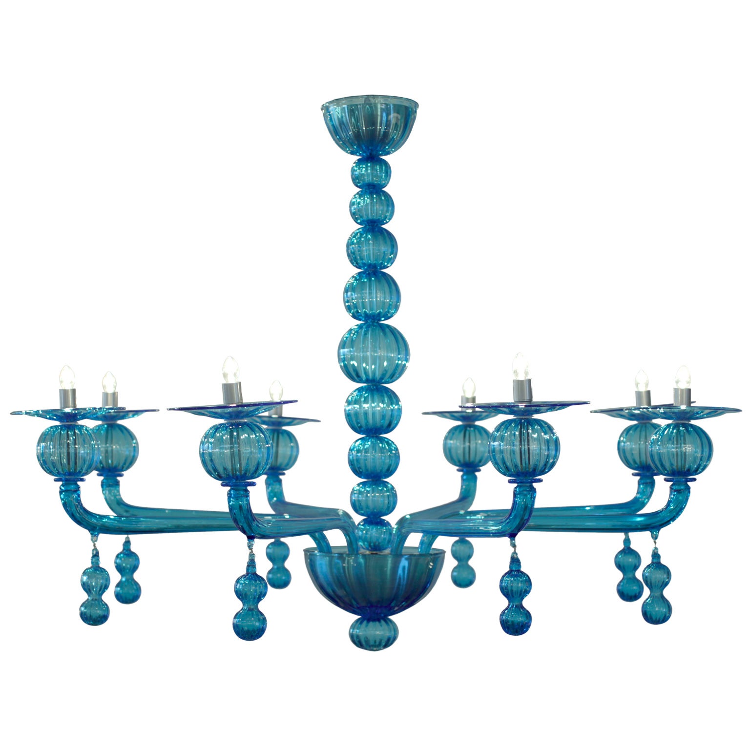 Aquamarine Murano Glass Chandelier by Seguso