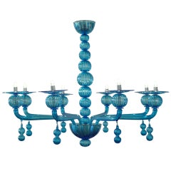 Aquamarine Murano Glass Chandelier by Seguso