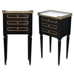 French Antique Louis XVI Marble Top Side Tables French Antique Louis XVI Marble Top Side Tables