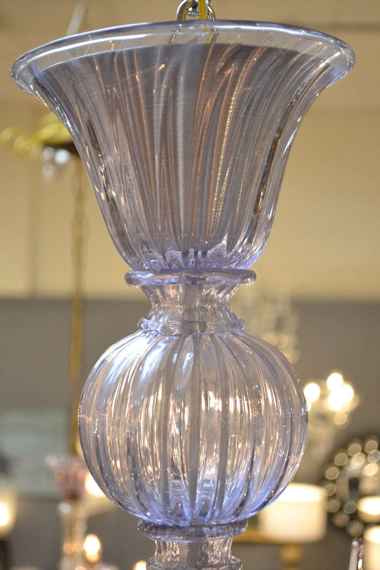 Alexandrite Murano Glass Chandelier In Excellent Condition In Austin, TX