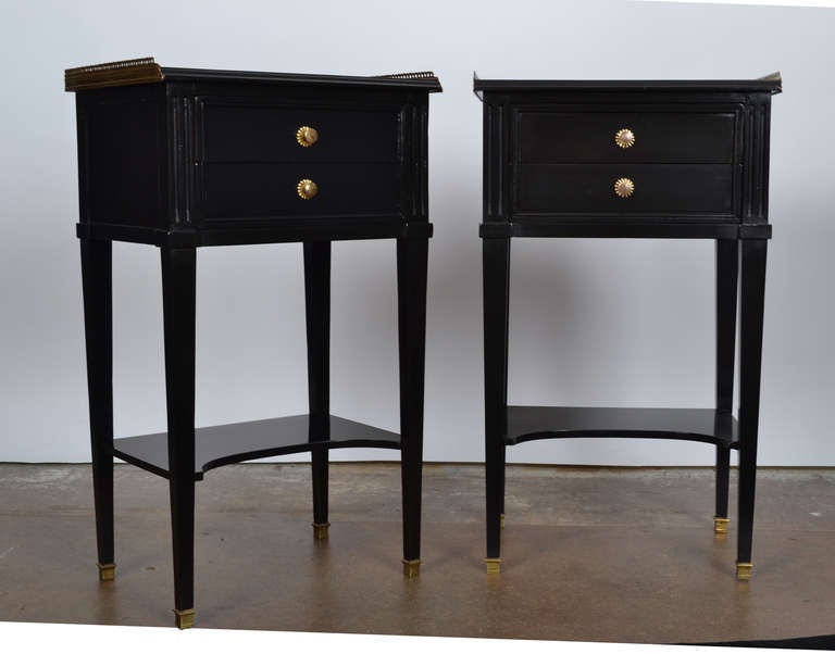 Pair of Ebonized Mahogany Side Tables by Maison Hirsch