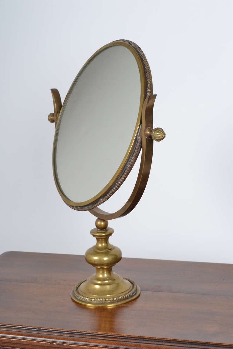 Art Nouveau French Brass Neoclassical Table Mirror