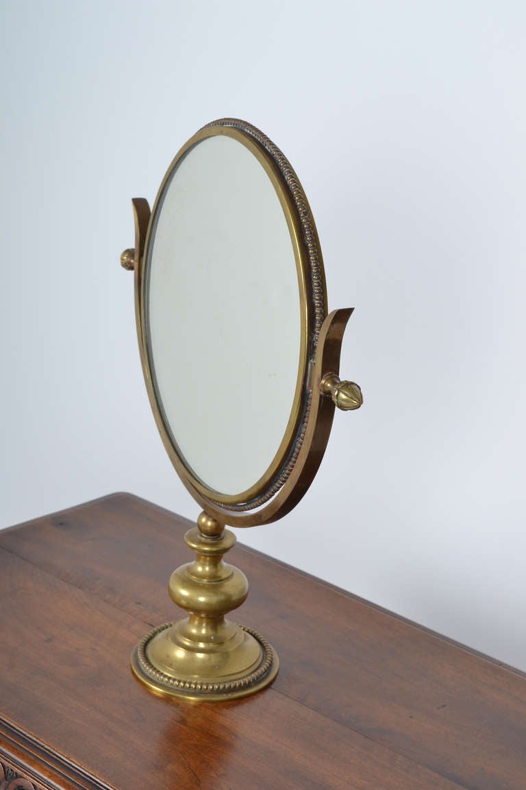 French Brass Neoclassical Table Mirror In Good Condition In Austin, TX