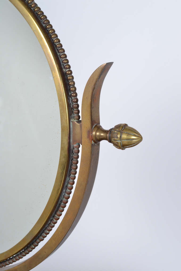20th Century French Brass Neoclassical Table Mirror